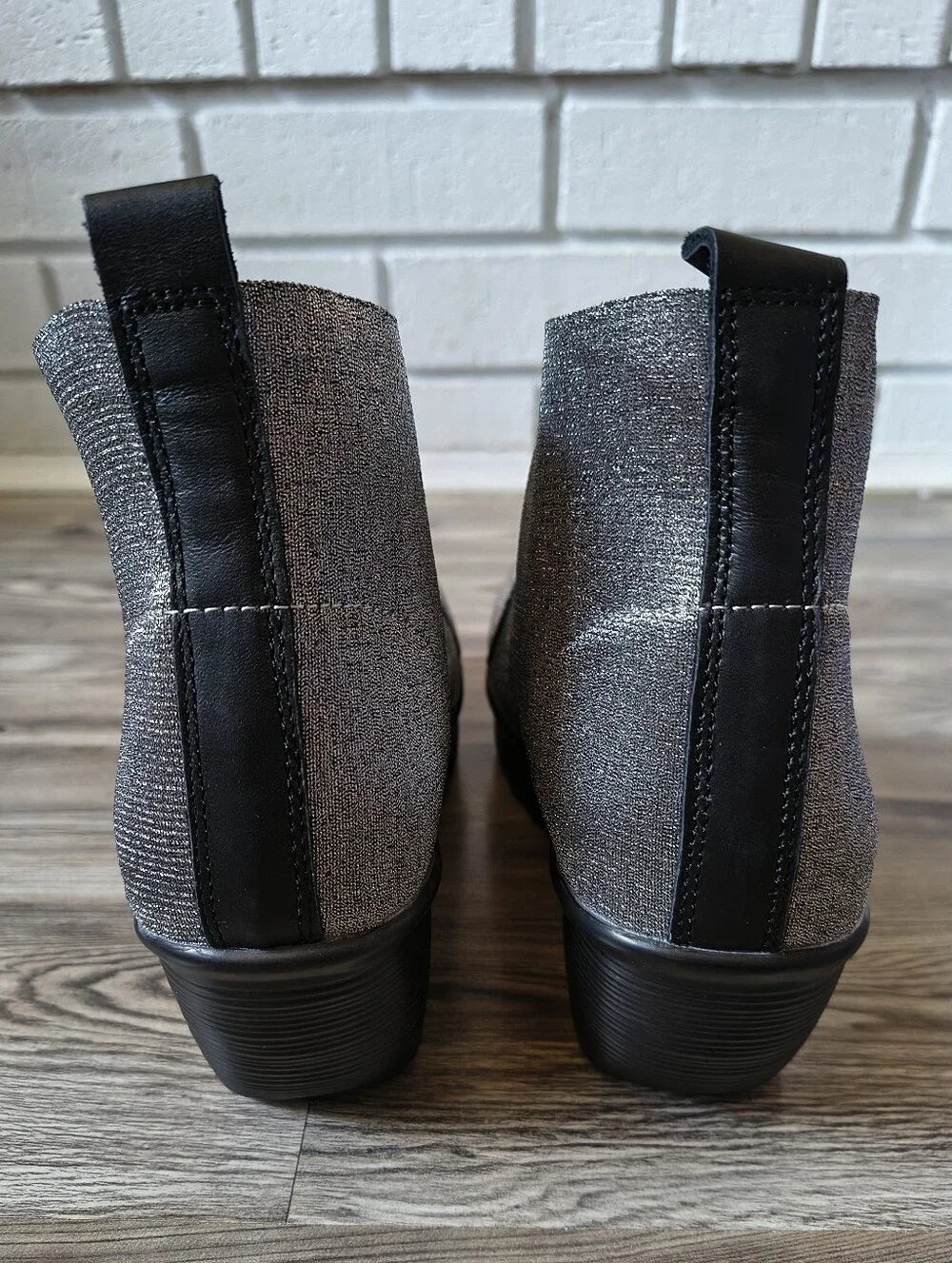 Bernie Mev Maile Pewter Elastic Wedge Booties